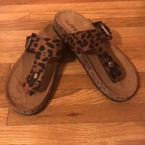 Leopard Print Cork Sandals